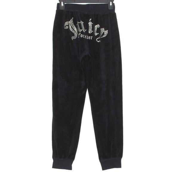 Juicy Couture Sweatpants Velvet Y2K Goth Retro Athleisure Spell Out Black Small - Picture 4 of 4